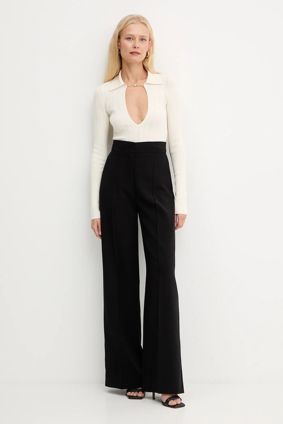 Elisabetta Franchi pulover din amestec de mătase MK09B56E2 bej AW25