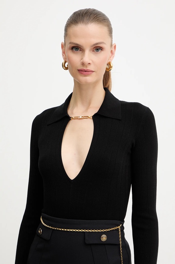 Elisabetta Franchi sweter z dodatkiem jedwabiu pozostałe czarny MK09B56E2