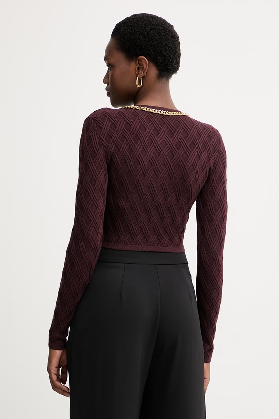 Îmbrăcăminte Elisabetta Franchi cardigan feminin cu vâscoză MK29B56E2 burgundia