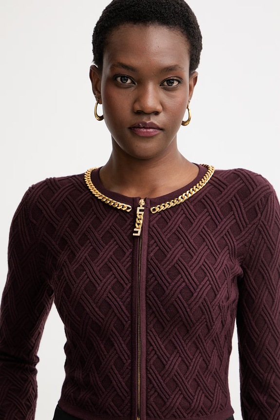 Elisabetta Franchi cardigan feminin cu vâscoză burgundia MK29B56E2