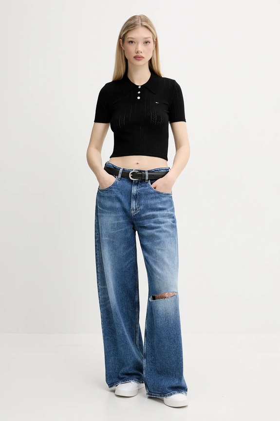 Tommy Jeans pulover DW0DW20965 negru AW25