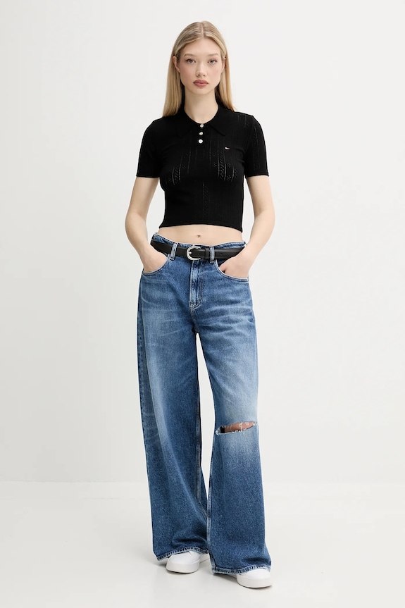 Tommy Jeans pulover DW0DW20965 negru AW25