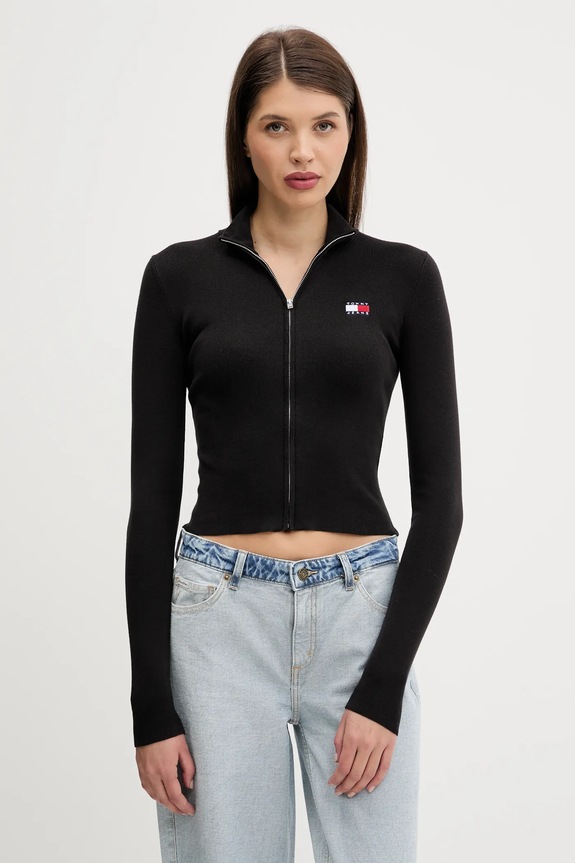 Tommy Jeans kardigan aplikacja czarny DW0DW20967
