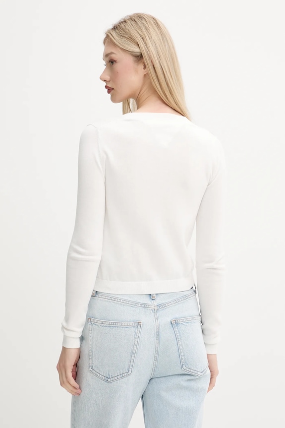 Îmbrăcăminte Tommy Jeans cardigan de damă din bumbac DW0DW20976 alb