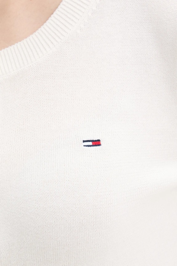 Tommy Jeans cardigan de damă din bumbac DW0DW20976 alb