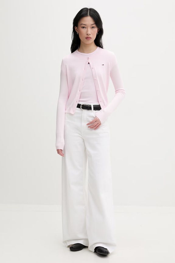 Tommy Jeans kardigan damski bawełniany DW0DW20976 różowy SS26