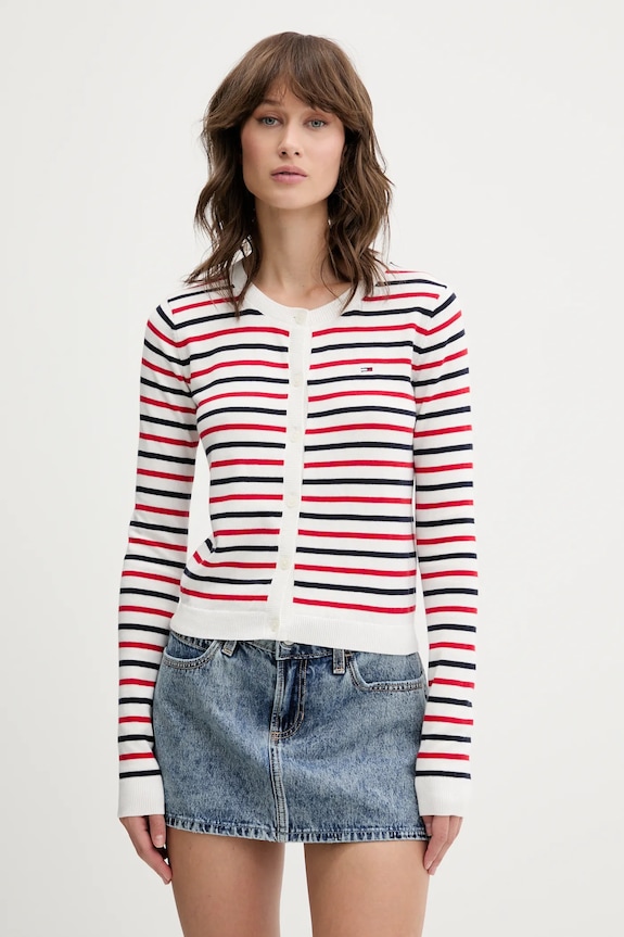 Tommy Jeans cardigan de femei din bumbac fixat rosu DW0DW20976