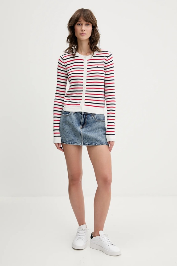 Tommy Jeans cardigan de femei din bumbac DW0DW20976 rosu SS26