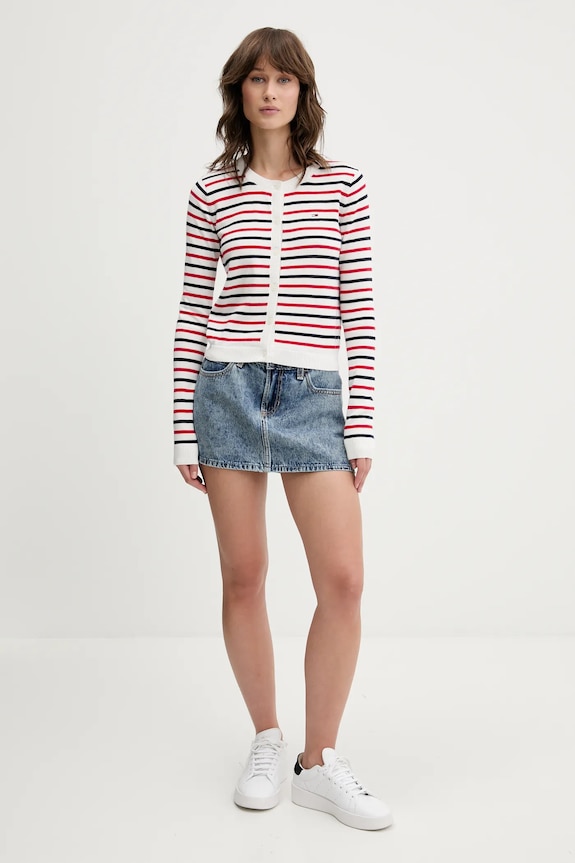 Tommy Jeans cardigan de femei din bumbac DW0DW20976 rosu SS26