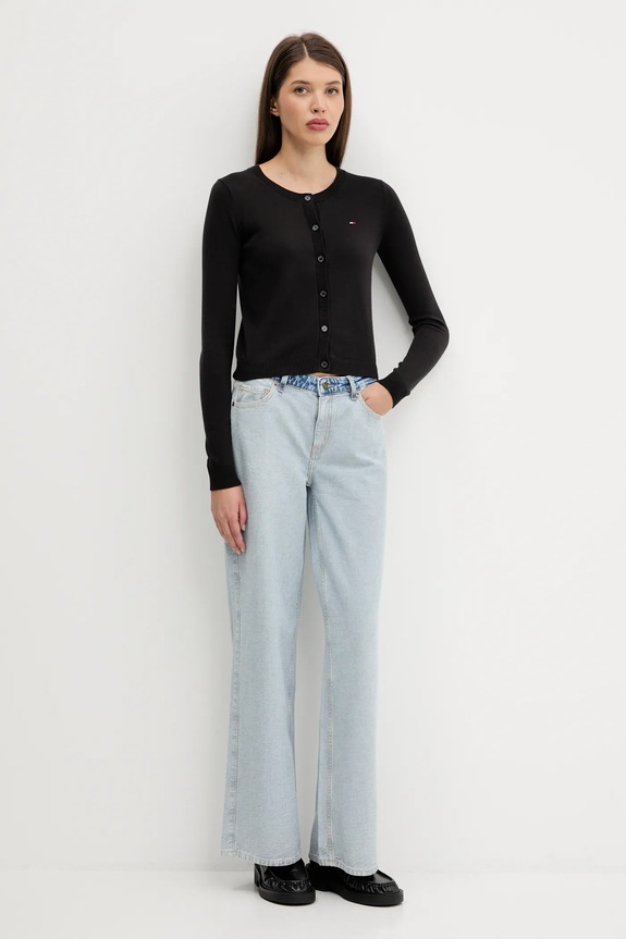 Tommy Jeans kardigan damski bawełniany DW0DW20976 czarny SS26