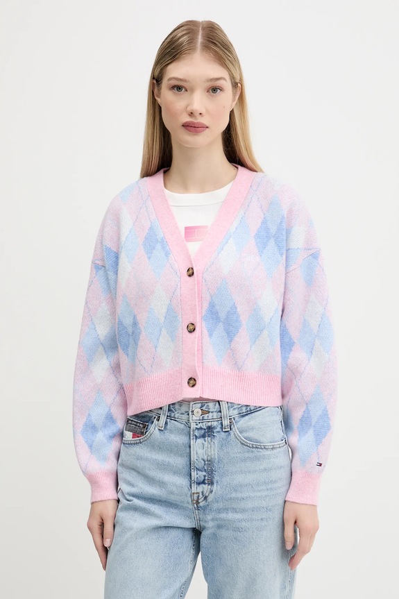 Πλεκτή ζακέτα Tommy Jeans άλλο μπλε DW0DW21180