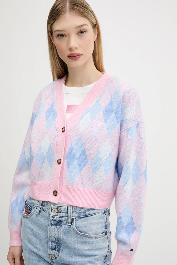 Πλεκτή ζακέτα Tommy Jeans μπλε DW0DW21180