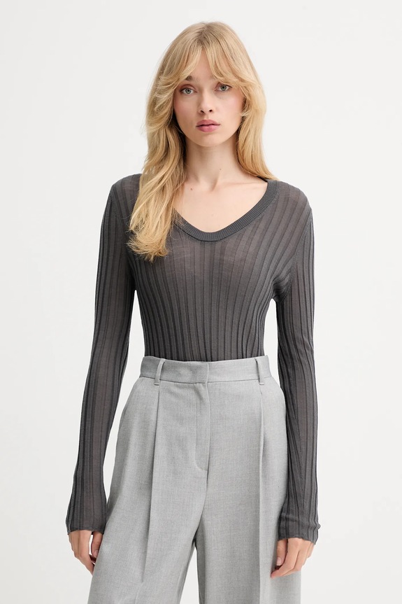 IRO maglione in lana scollo a V grigio WP12HATTIE