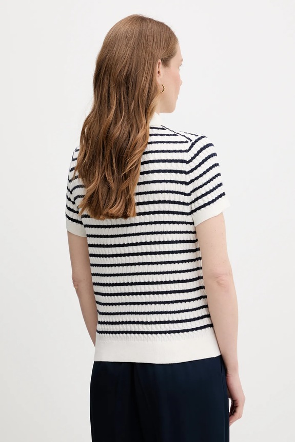 Odjeća Tommy Hilfiger pletena polo majica ženska od pamuka WW0WW41474 bijela
