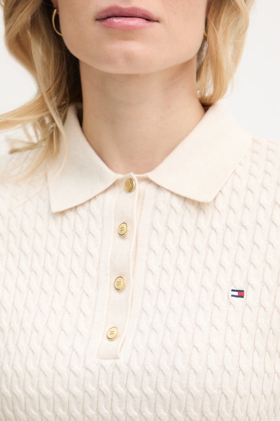 Tommy Hilfiger polo maglione da donna in cotone WW0WW41474 beige