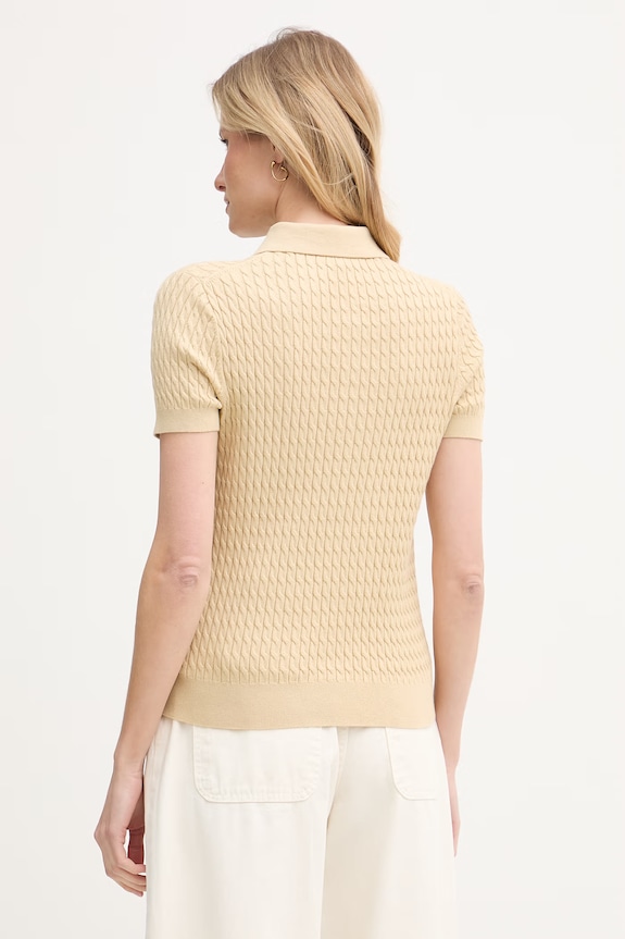 Oblečenie Tommy Hilfiger úpletové polo tričko dámske bavlnené WW0WW41474 béžová