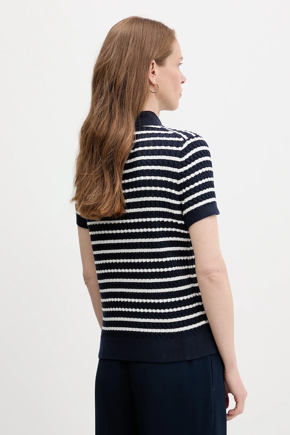 Odjeća Tommy Hilfiger pletena polo majica ženska pamučna WW0WW41474 mornarsko plava