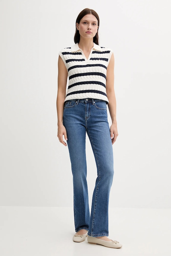 Tommy Hilfiger vestă din bumbac WW0WW45655 bej AW25