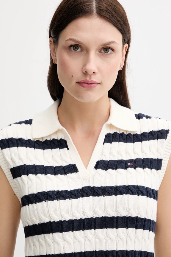 Tommy Hilfiger vestă din bumbac bej WW0WW45655