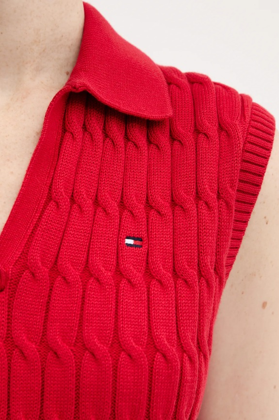 Bavlnená vesta Tommy Hilfiger WW0WW45655 červená