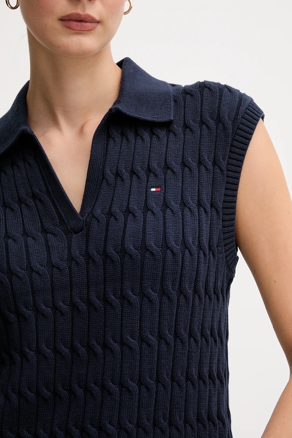 Βαμβακερό γιλέκο Tommy Hilfiger WW0WW45655 σκούρο μπλε