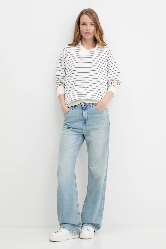 Tommy Hilfiger sweter bawełniany WW0WW45695 biały AW25