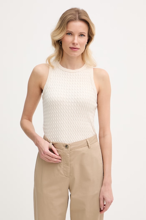 Tommy Hilfiger top de femei din bumbac bej WW0WW45706