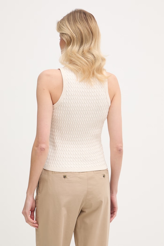 Îmbrăcăminte Tommy Hilfiger top de femei din bumbac WW0WW45706 bej