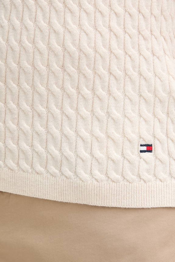 Tommy Hilfiger top de femei din bumbac WW0WW45706 bej