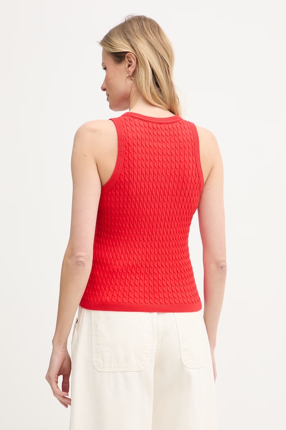Îmbrăcăminte Tommy Hilfiger top femei din bumbac WW0WW45706 rosu