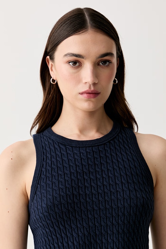 Tommy Hilfiger top pentru femei, din bumbac bleumarin WW0WW45706