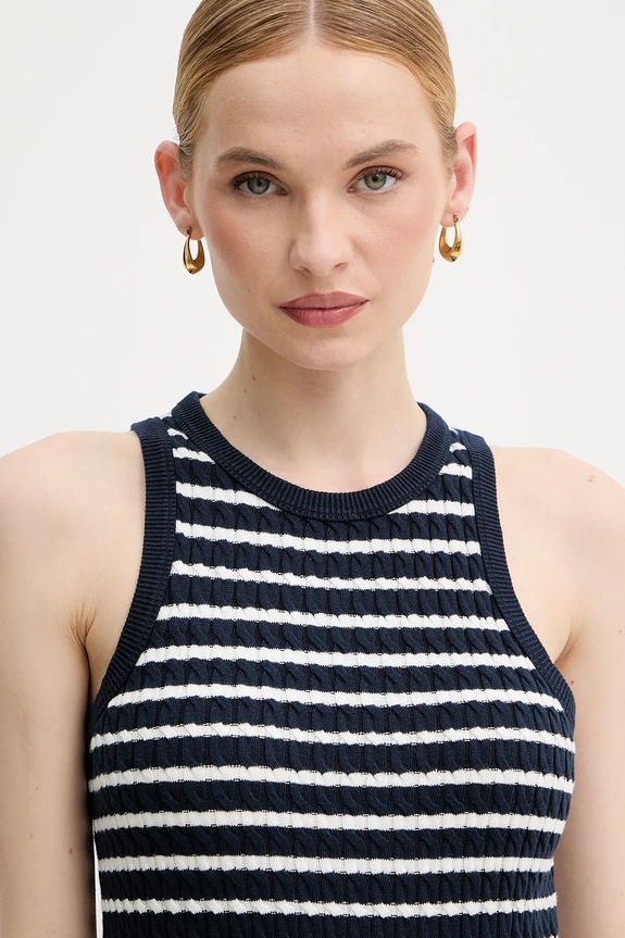 Tommy Hilfiger top feminin din bumbac bleumarin WW0WW45706