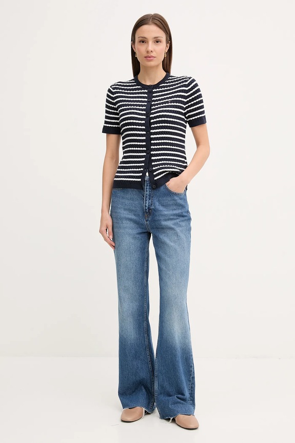 Βαμβακερή ζακέτα Tommy Hilfiger WW0WW45707 σκούρο μπλε AW25