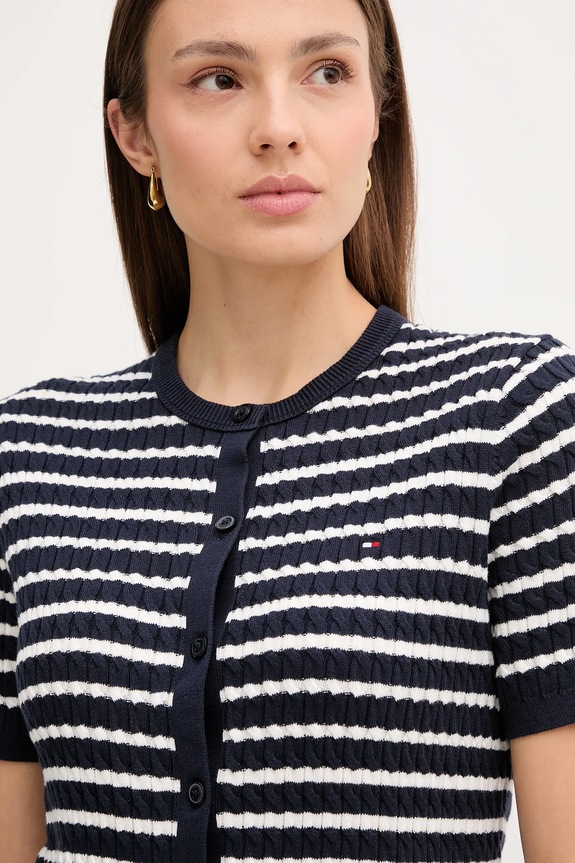 Βαμβακερή ζακέτα Tommy Hilfiger σκούρο μπλε WW0WW45707