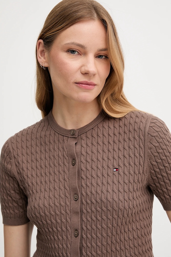 Tommy Hilfiger cardigan din bumbac maro WW0WW45707