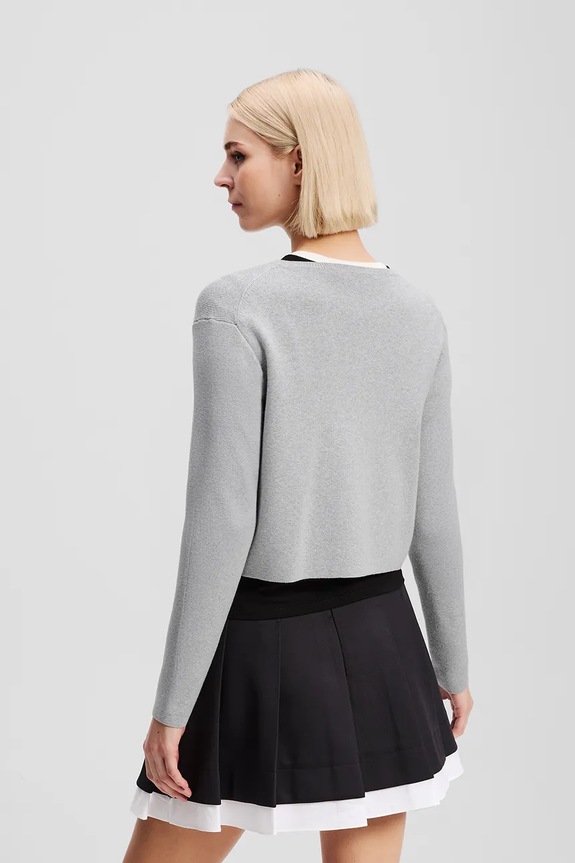 Kardigán s prímesou vlny Karl Lagerfeld IKON A3W18033 sivá AW25