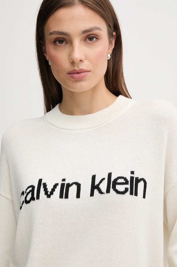 Calvin Klein Jeans sweter bawełniany beżowy LV047C311G