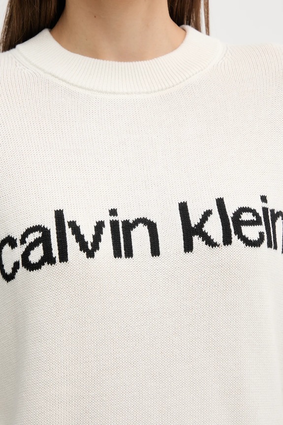 Calvin Klein Jeans sweter bawełniany LV047C311G beżowy