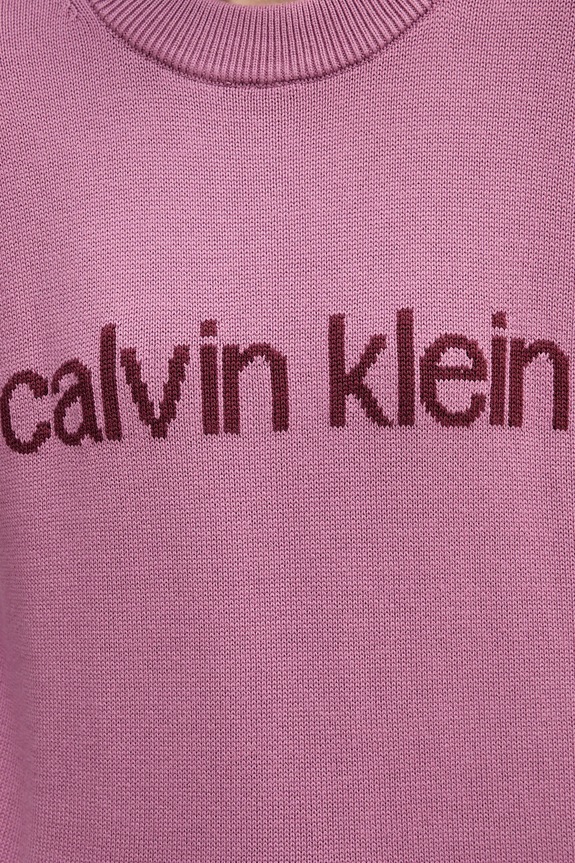 Βαμβακερό πουλόβερ Calvin Klein Jeans LV047C311G ροζ
