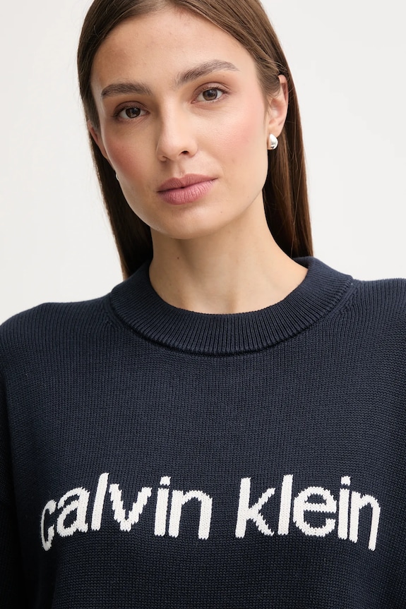 Calvin Klein Jeans sweter bawełniany granatowy LV047C311G