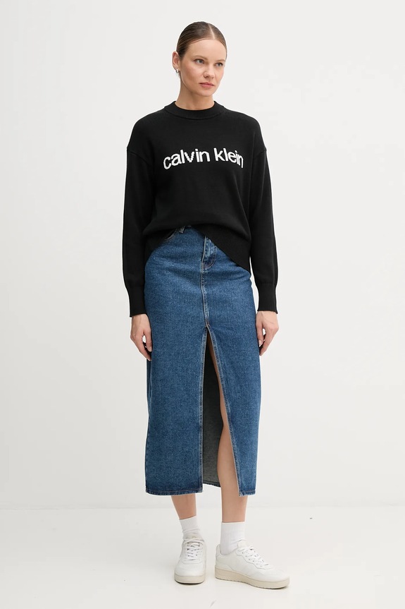 Calvin Klein Jeans sweter bawełniany LV047C311G czarny AW25