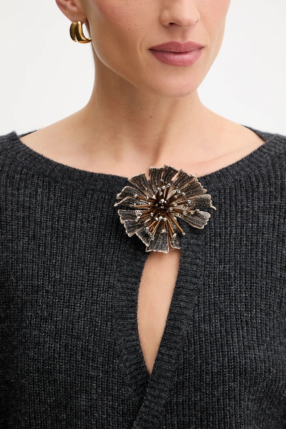 Πουλόβερ με προσθήκη μαλλιού Simona Corsellini A25CPMGG0401 γκρί