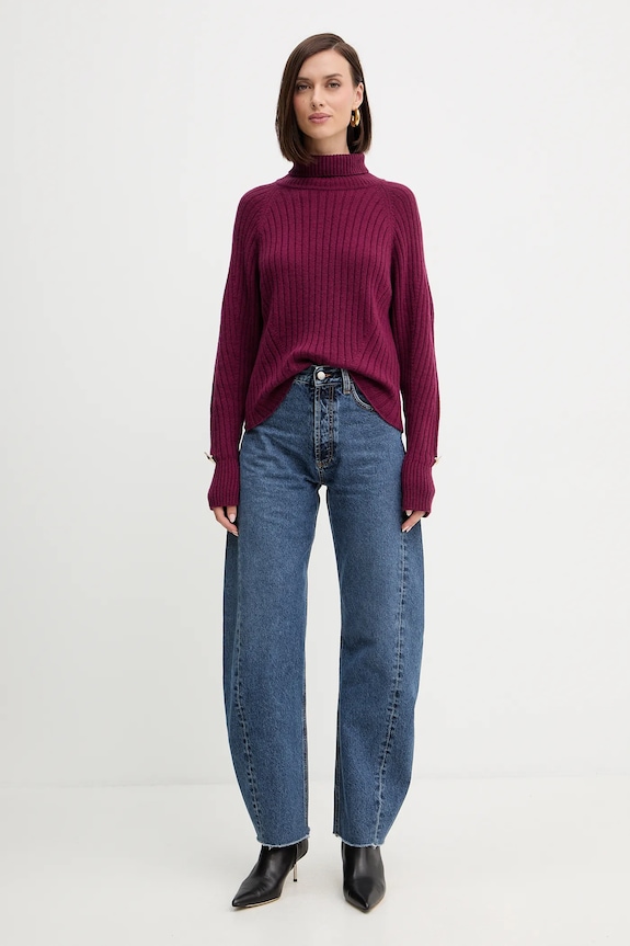 Simona Corsellini sweter wełniany A25CPMGG0801 bordowy AW25