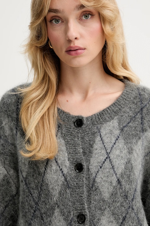 Gestuz cardigan din lână gri 10910660
