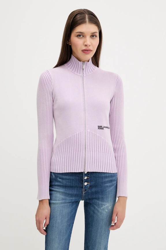 Karl Lagerfeld Jeans kardigan bawełniany bawełna fioletowy A3W18010