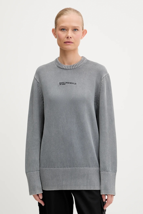 Bavlnený sveter Karl Lagerfeld Jeans bavlna sivá A3W18037