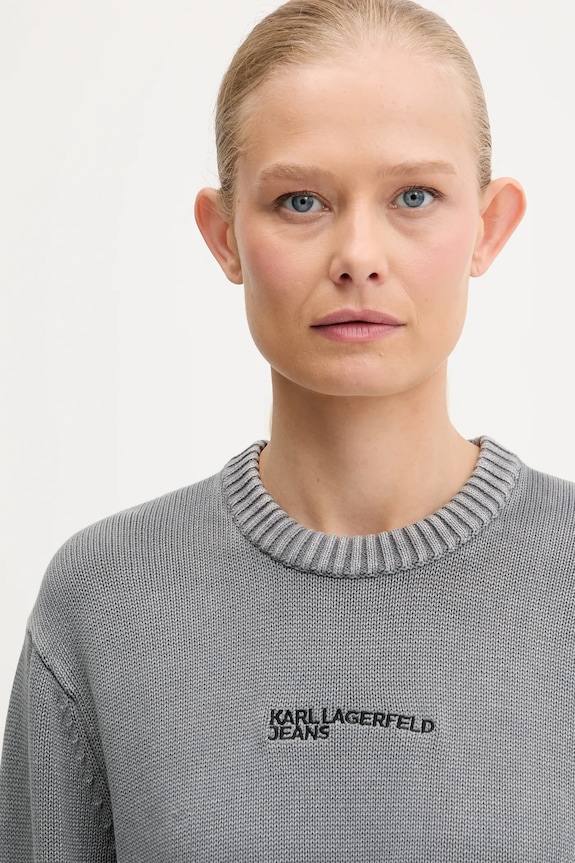 Bavlnený sveter Karl Lagerfeld Jeans sivá A3W18037
