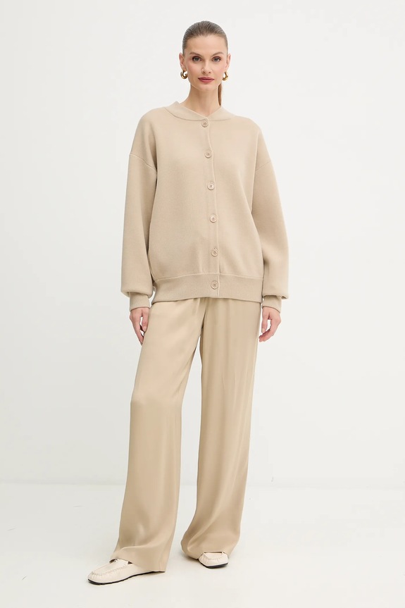 Vlnený kardigán BOSS Famirta 50543544 béžová AW25