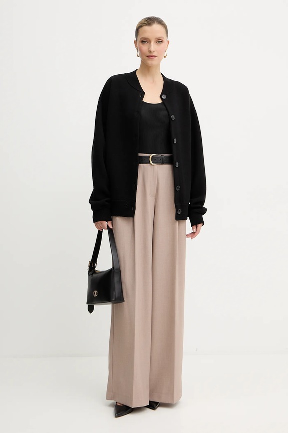 Vlnený kardigán BOSS Famirta 50543544 čierna AW25