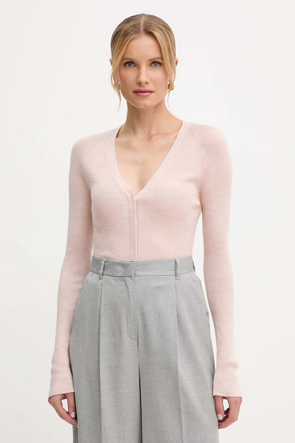 BOSS gyapjú kardigán sima narancssárga 50544904